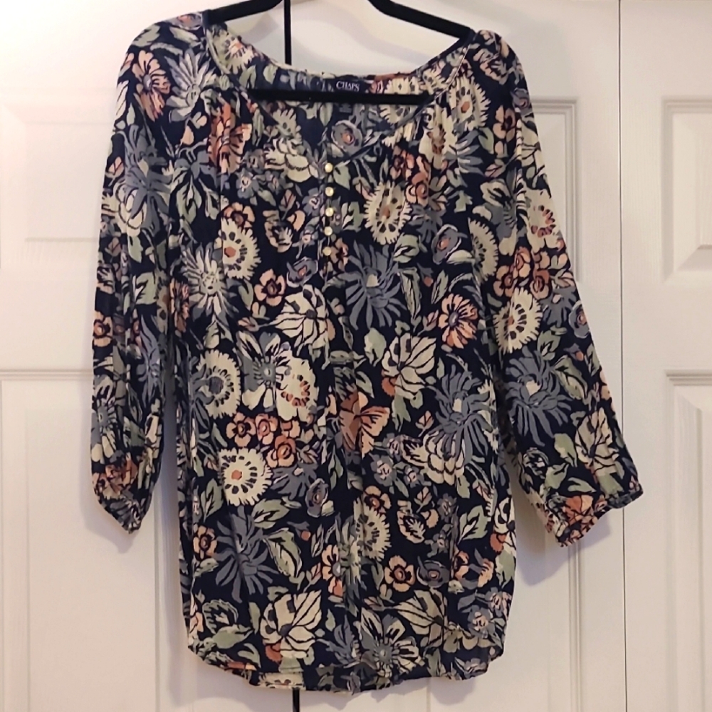 Chaps Peasant Style Blouse Size L